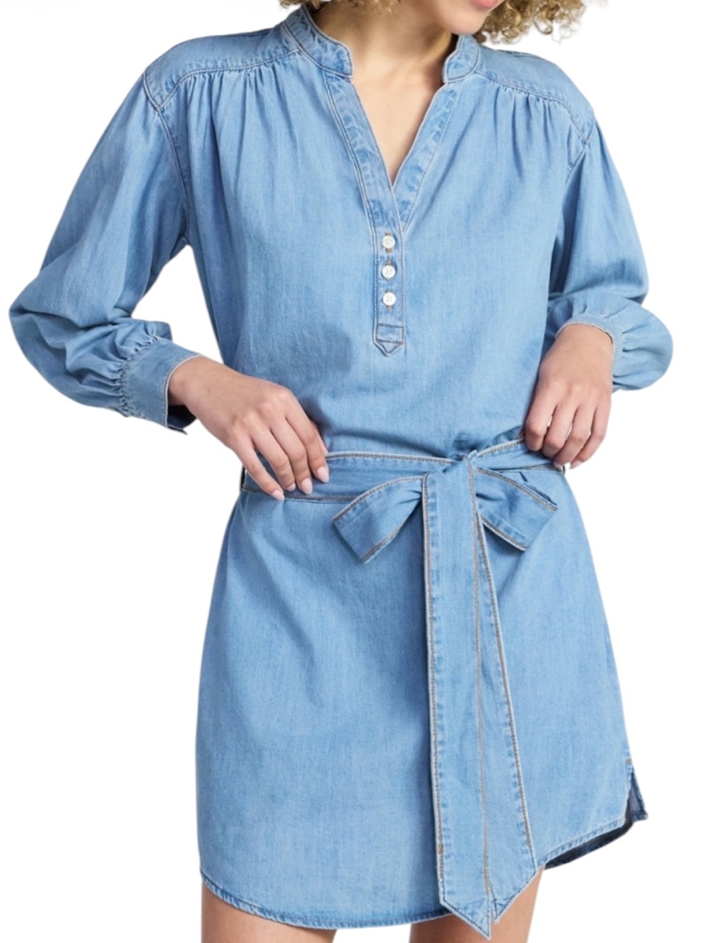 TIME AND TRU Long Sleeve Cotton Denim Shirt Dress
